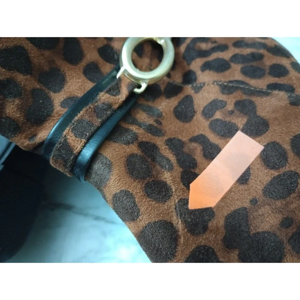 IMPO Leopard Cheetah Print Ankle Boots Gold Color Accent Zipper Size 9M
